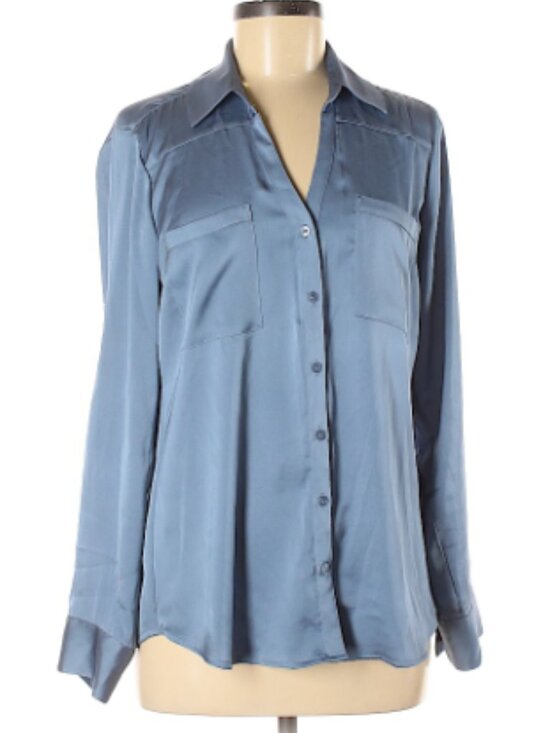 Express Tops - Express Profession Work Button Down Collared Shirt M Blue